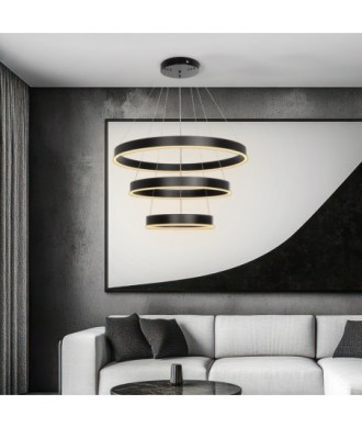 kelvo® VENOM 61188 Μοντέρνο Κρεμαστό Φωτιστικό Οροφής LED 120W 14158lm 120° AC 220-240V IP20 Ρυθμιζόμενο Λευκό CCT με Χειριστήριο από 2700K έως 6000K Dimmable - Lumileds SMD Chip - Μαύρο Ματ - Μ80 x Π80 x Υ60cm - 3 Χρόνια Εγγύηση